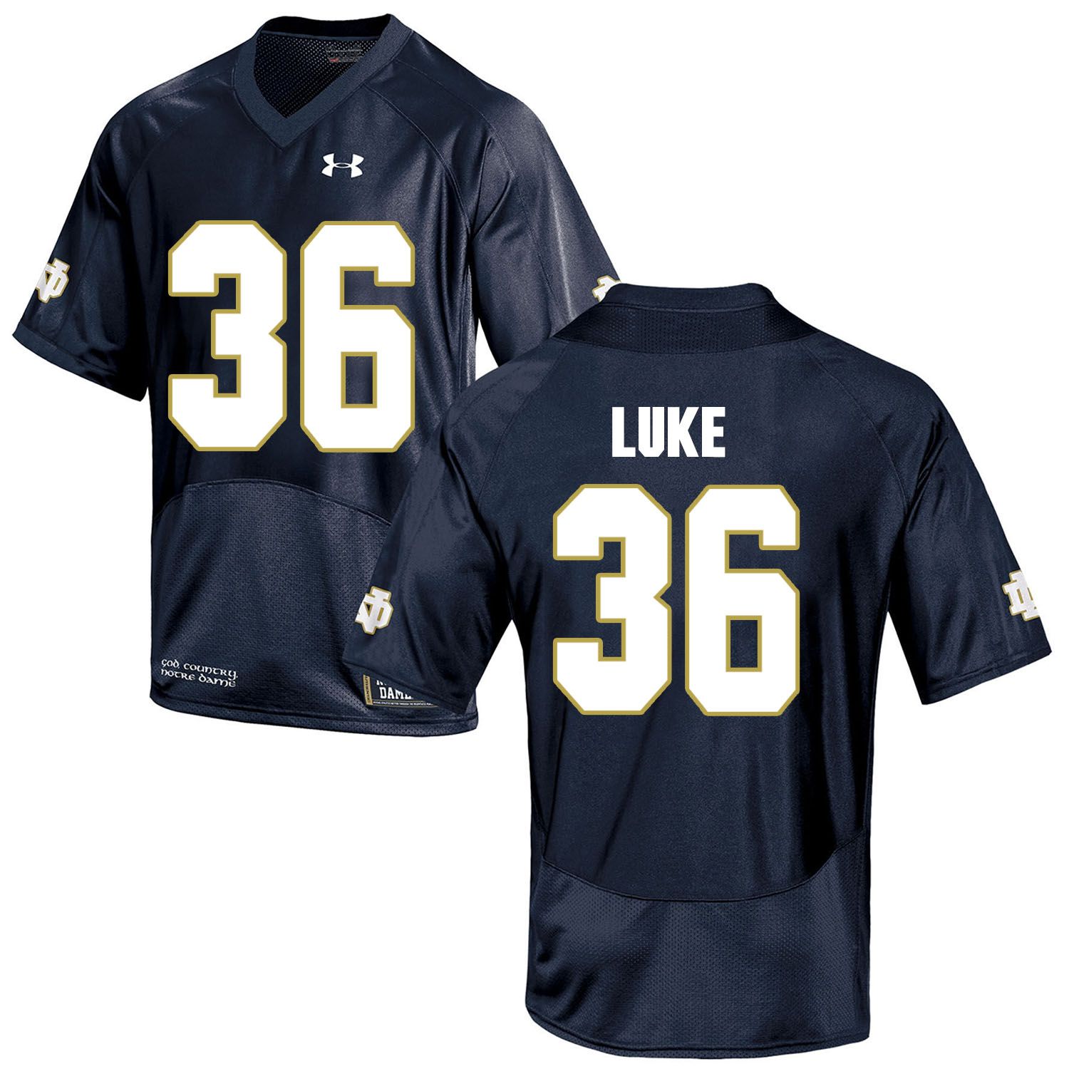 Men Norte Dame Fighting Irish #36 Luke Navy Blue Customized NCAA Jerseys